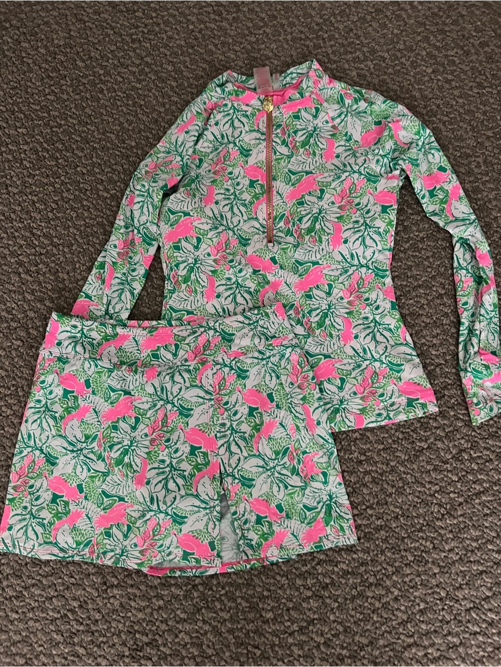 New Lilly Pulitzer Tankini Set Botanical Green Just Wing It 8 & 4